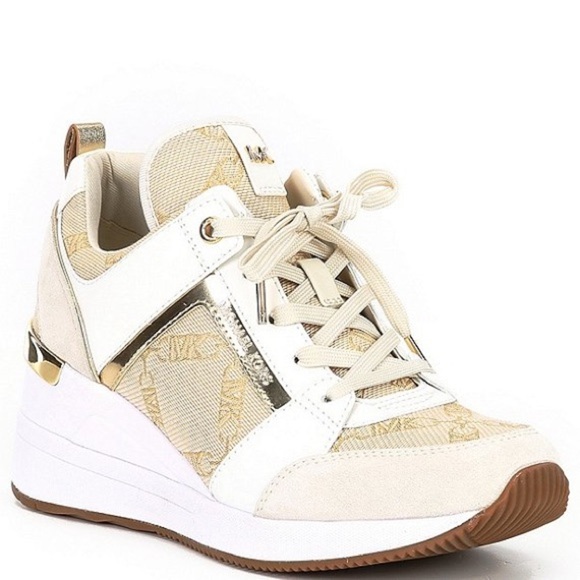 Micheal Kors | Georgie Leather and Glitter Chain-Mesh Trainer - Picture 1 of 3